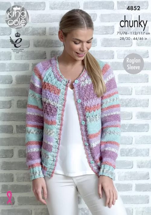 King Cole 4850 Patron De Tricot Pour Cardigan Et Gilet Pour Femme En King Cole Drifter Chunky
