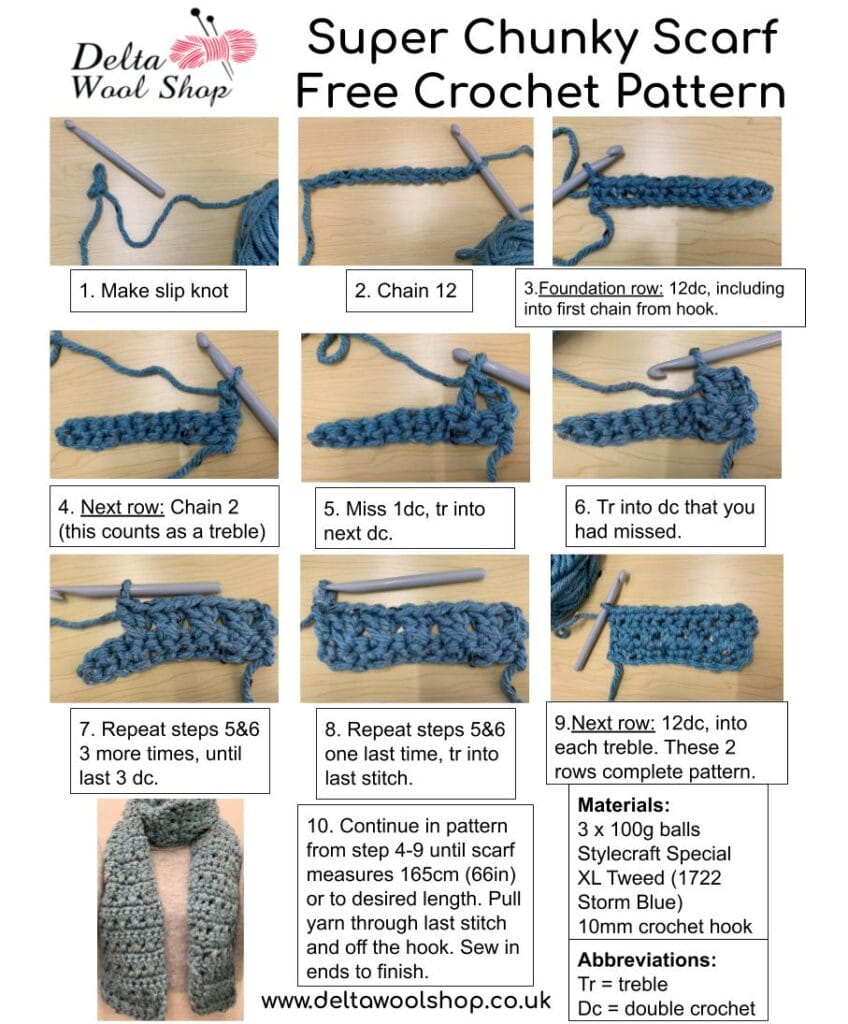 Super Chunky Scarf - Free Crochet Pattern - Delta Wool Shop