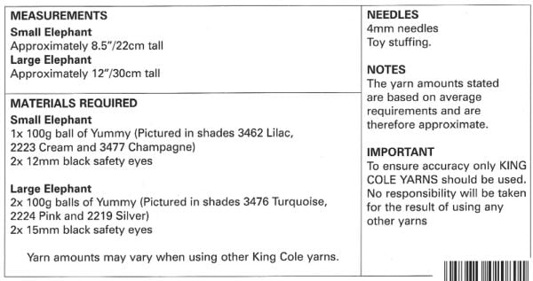 King Cole 9149 Instructions