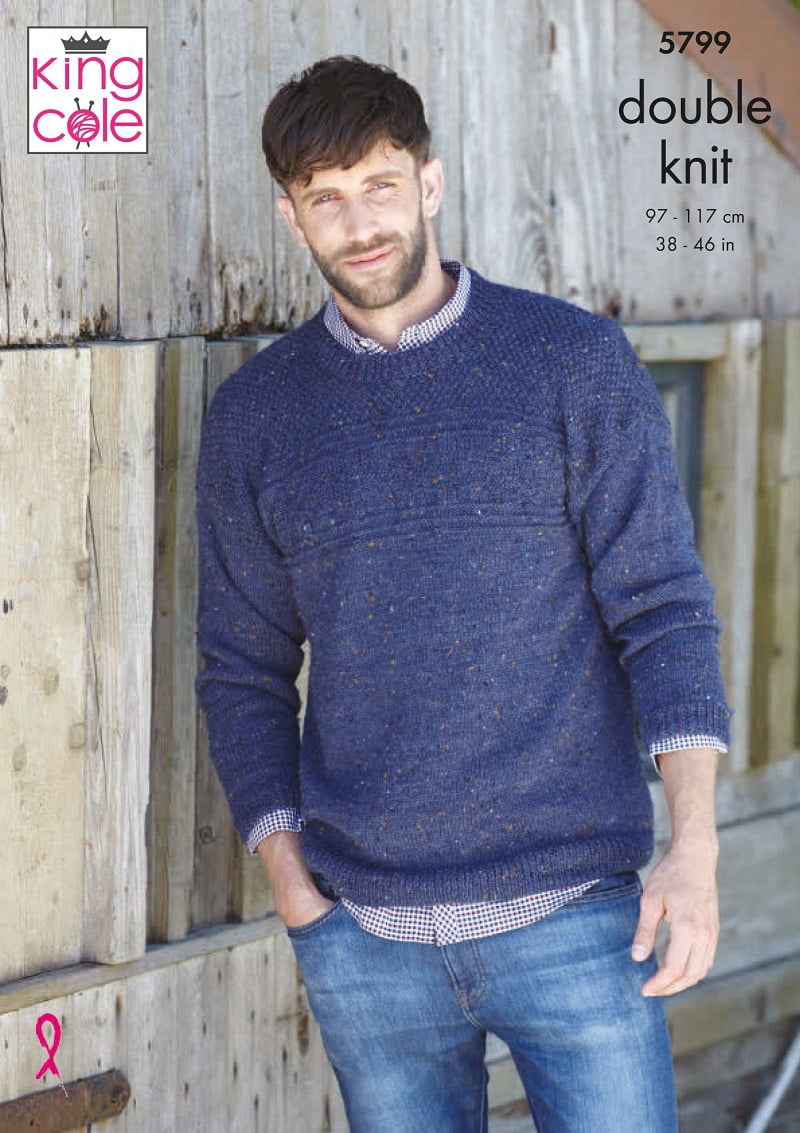 King Cole Homespun DK Pattern - 5799 Mens Round and V Neck Sweaters ...