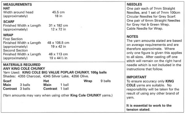 King Cole 5834 Instructions