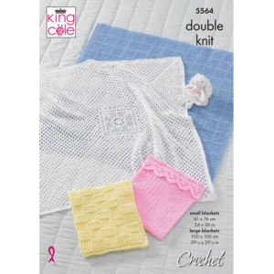 King Cole Knitting Pattern Crochet Blankets Baby 4678 Chunky Yummy 