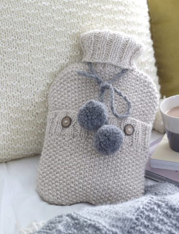 Home Knits 1 Moss Stitch Hot Water Bottle Cover