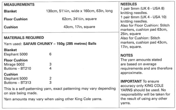 King Cole 5935 Instructions
