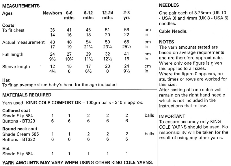 King Cole Comfort DK Pattern - 5925 Coats and Hat - Delta Wool Shop