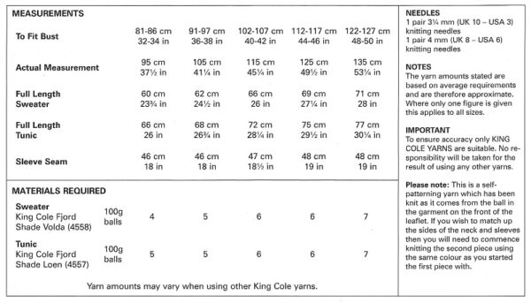 King Cole 5653 Instructions