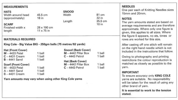 King Cole 6111 Instructions