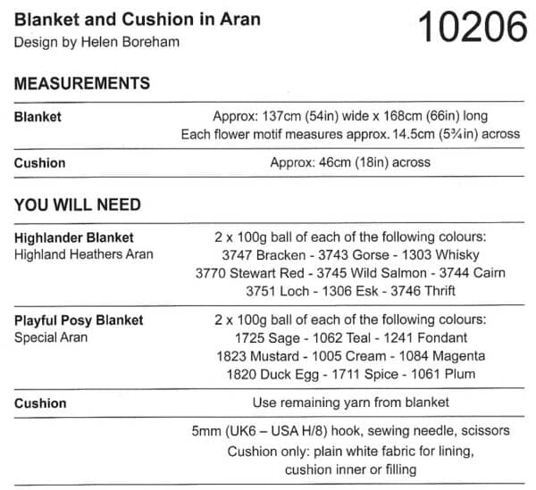 Stylecraft Special Aran Crochet Pattern - 10206 Blanket & Cushion ...